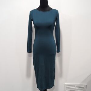 Dark Teal Long Sleeve Bodycon Dress
